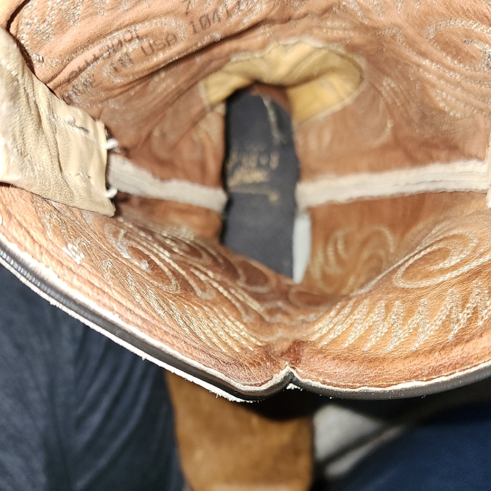 Tony Lama Brown Leather Cowboy Boots - Picture 16 of 16